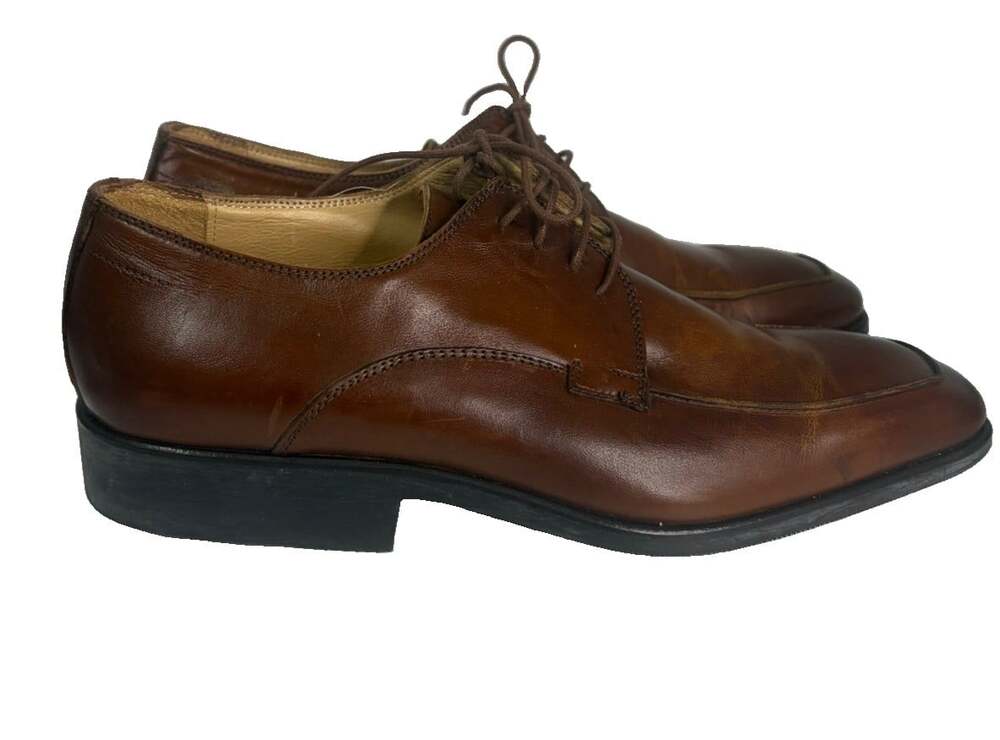 Paul Fedrick Shoes Men's 9M Brown Leather Apron Derby Dress